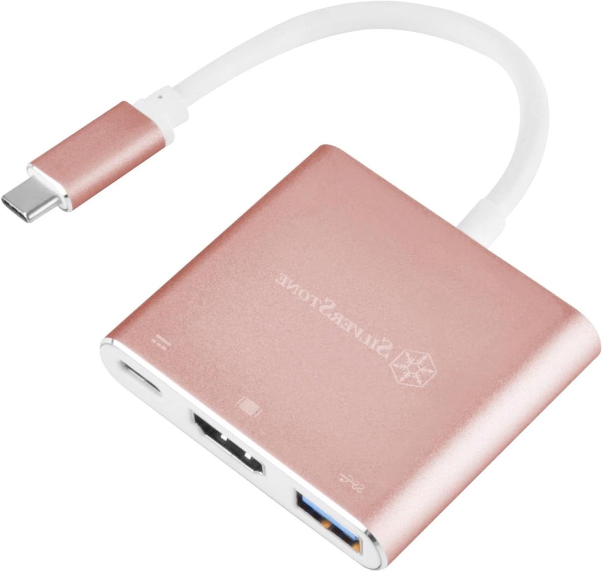 USB C Adapter - Type C Hub - Beeld en Geluid - 3-in-1 Functionaliteit - 4K Resolutie - Roze