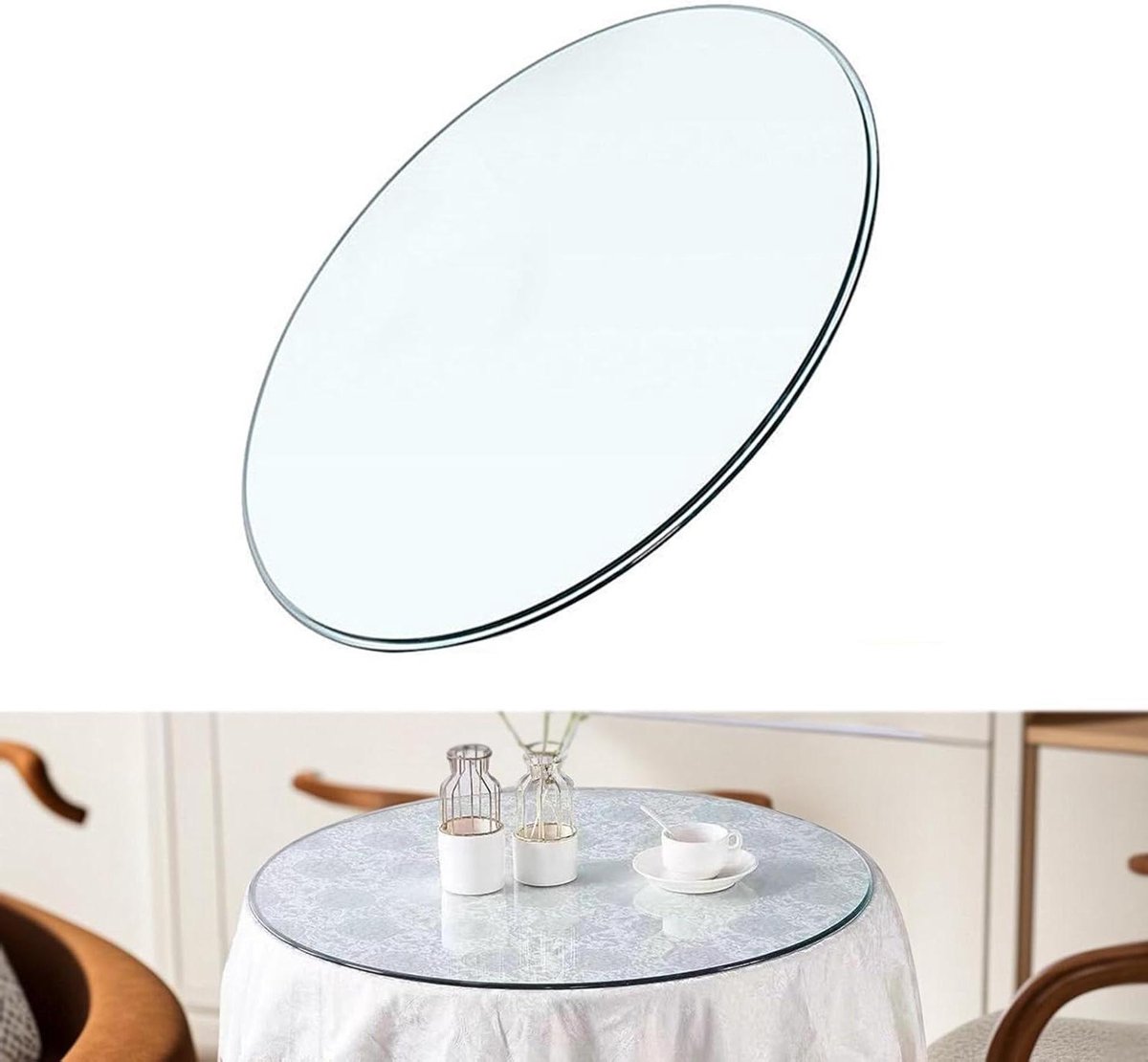 Glazen Tafelblad - Glasplaat Ronde Plaat - Tafel Beschermen - Explosiebestendig Glas - 48 cm - Transparant