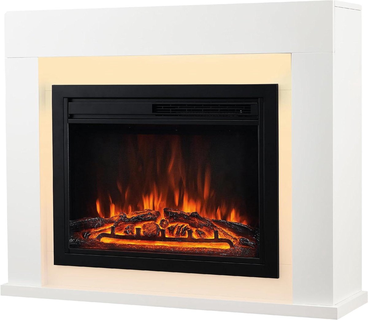 Elektrische Tafelhaard - Draagbare Haard - Sfeerverhogend in Huis - 3D Vlameffect - 25 cm - Wit