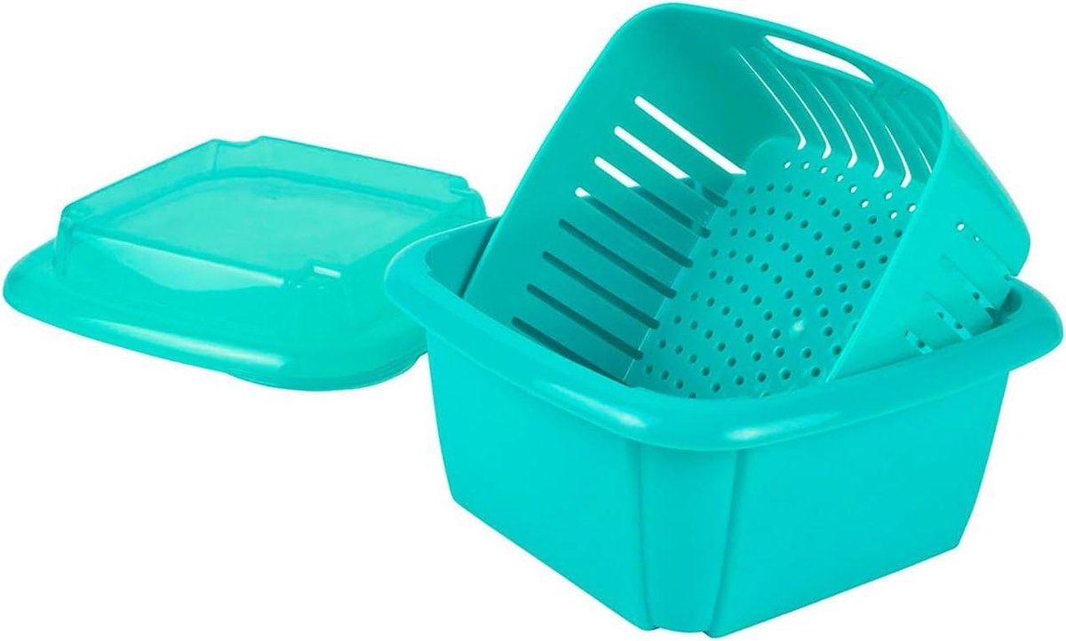 Bessenbak - Bessenmandje Bakje - Fruit Bewaren - Inclusief Zeef - 7.6 Liter - Turquoise