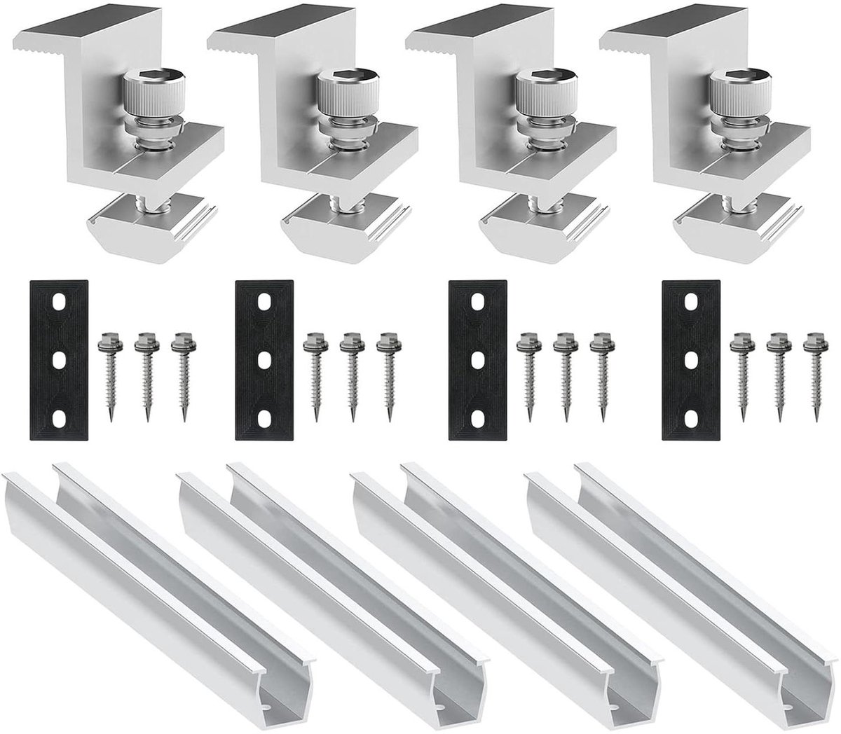 Zonnepaneel Houder - Bevestigingssysteem Dak - PV Installaties - Aluminium Geanodiseerd - 20 cm Rail - Zilver