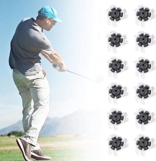 Golfschoen Noppen - Golfpunten Golfspikes - Verbeter Grip Golf - Sneldraaiend Systeem - 12 stuks - Wit van Merkloos — afbeelding 5