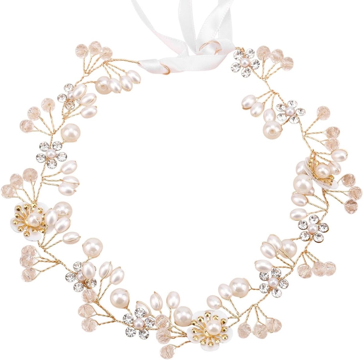Elegante haaraccessoires voor bruiden: parel bloemen haarband en kristallen hoofdband voor bruidsmeisjes