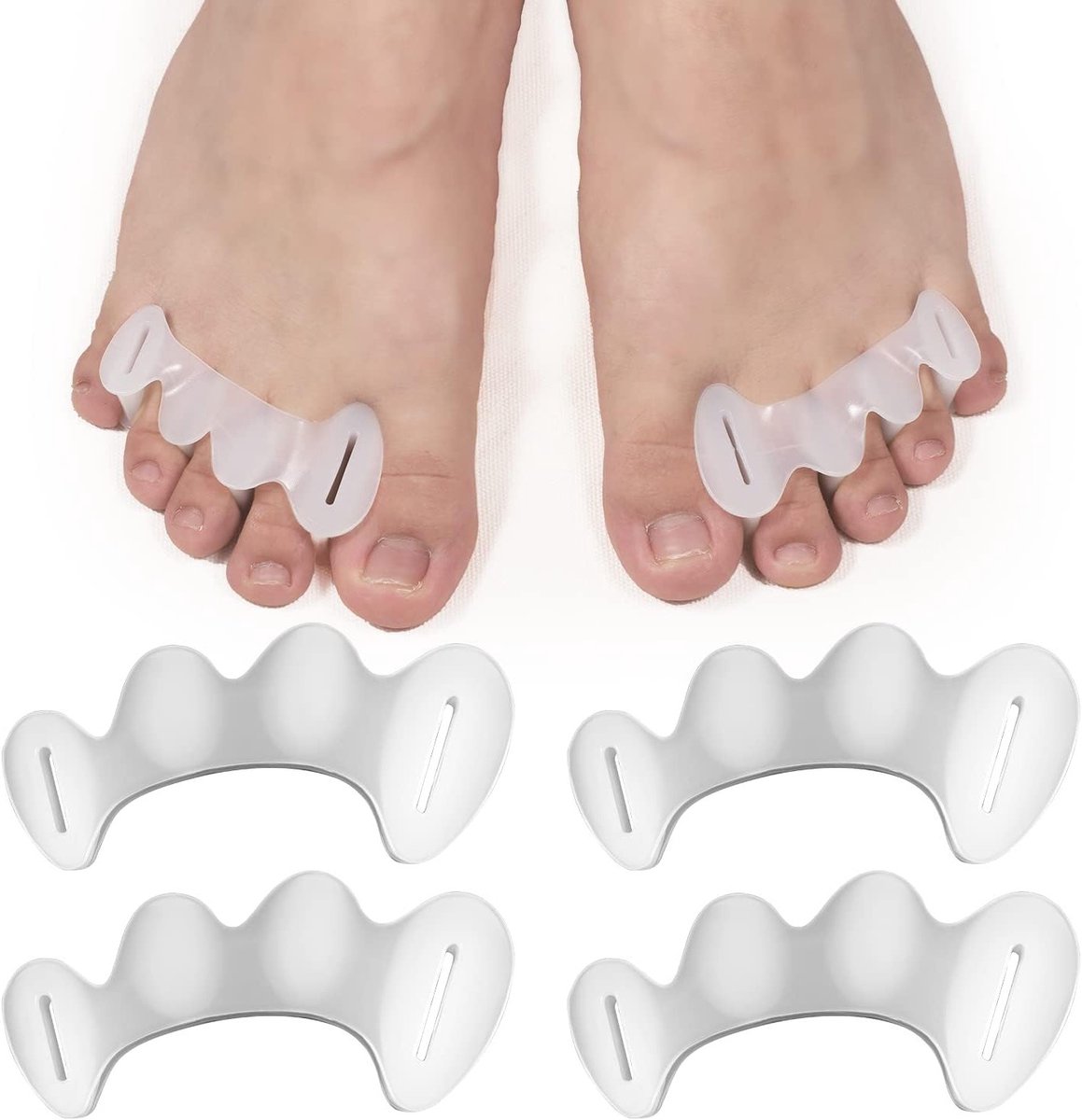 Verstelbare silicone teentussenspreiders voor hamertenen - 2 paar, maat M, ideaal voor mannen en vrouwen, pijnverlichting en comfort