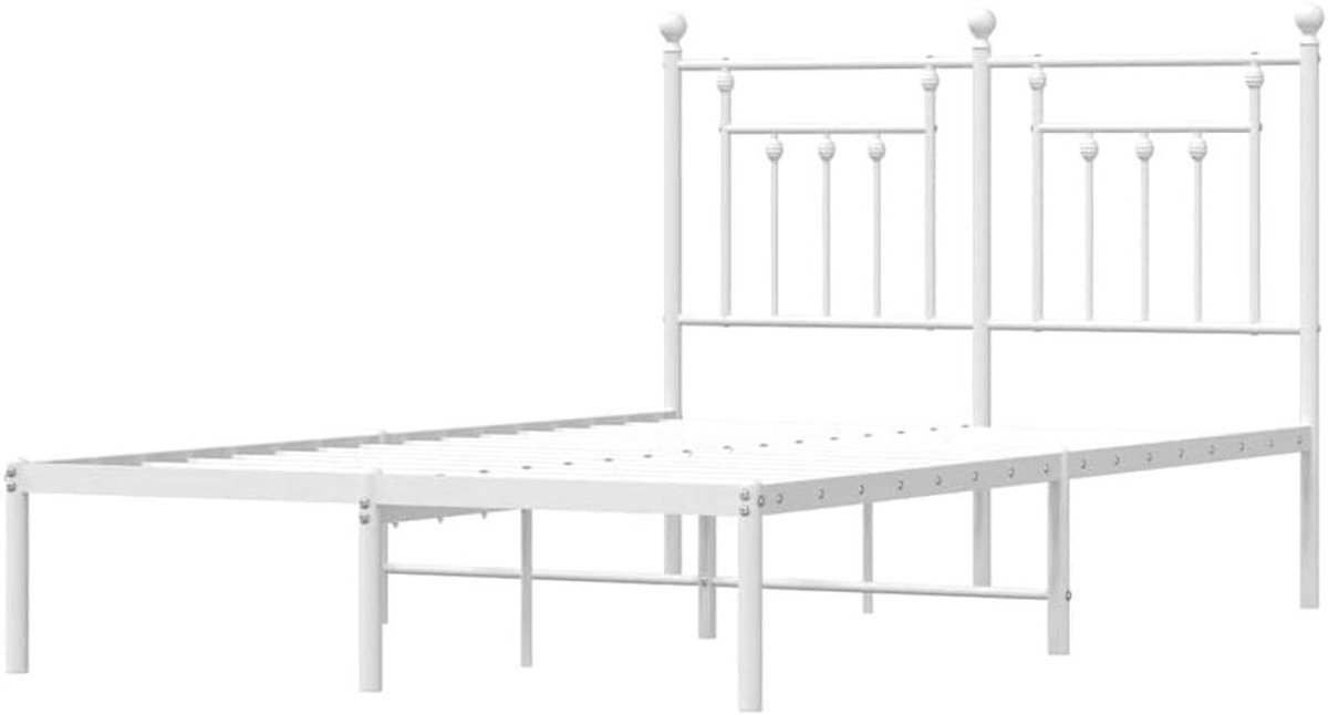 Metalen Bedframe - Ledikant Tweepersoons - Slaapkamer Inrichten - Robuuste Staalconstructie - 120x190 cm - Wit
