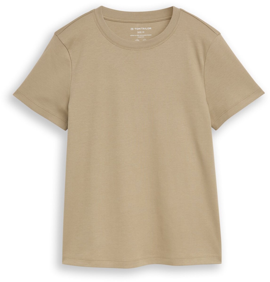 Tom Tailor - Basic T-shirt van katoen - Maat S - Silver Olive