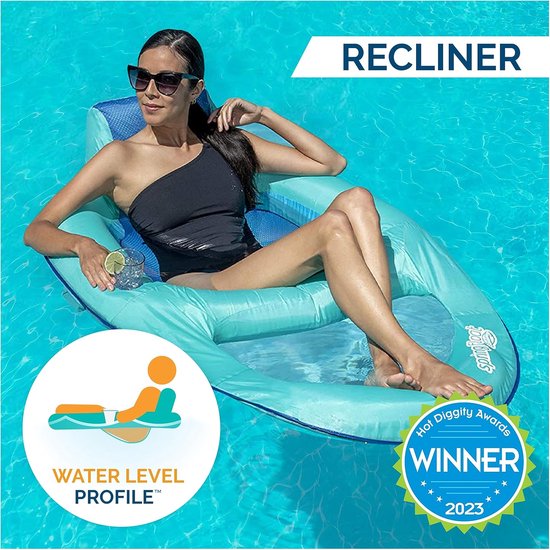 Zwembad Lounge Stoel - Opblaasbare Vlotter - Ontspannen in Water - Verkoelend Gaas - 175cm x 90cm - Aqua — afbeelding 3