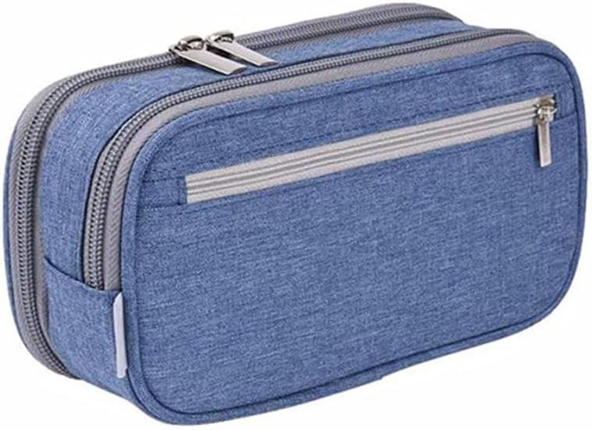 Etui Grote Capaciteit - Pennenhouders Briefpapier - Spullen Organiseren - Stevige Metalen Rits - 21 x 10 x 6 cm