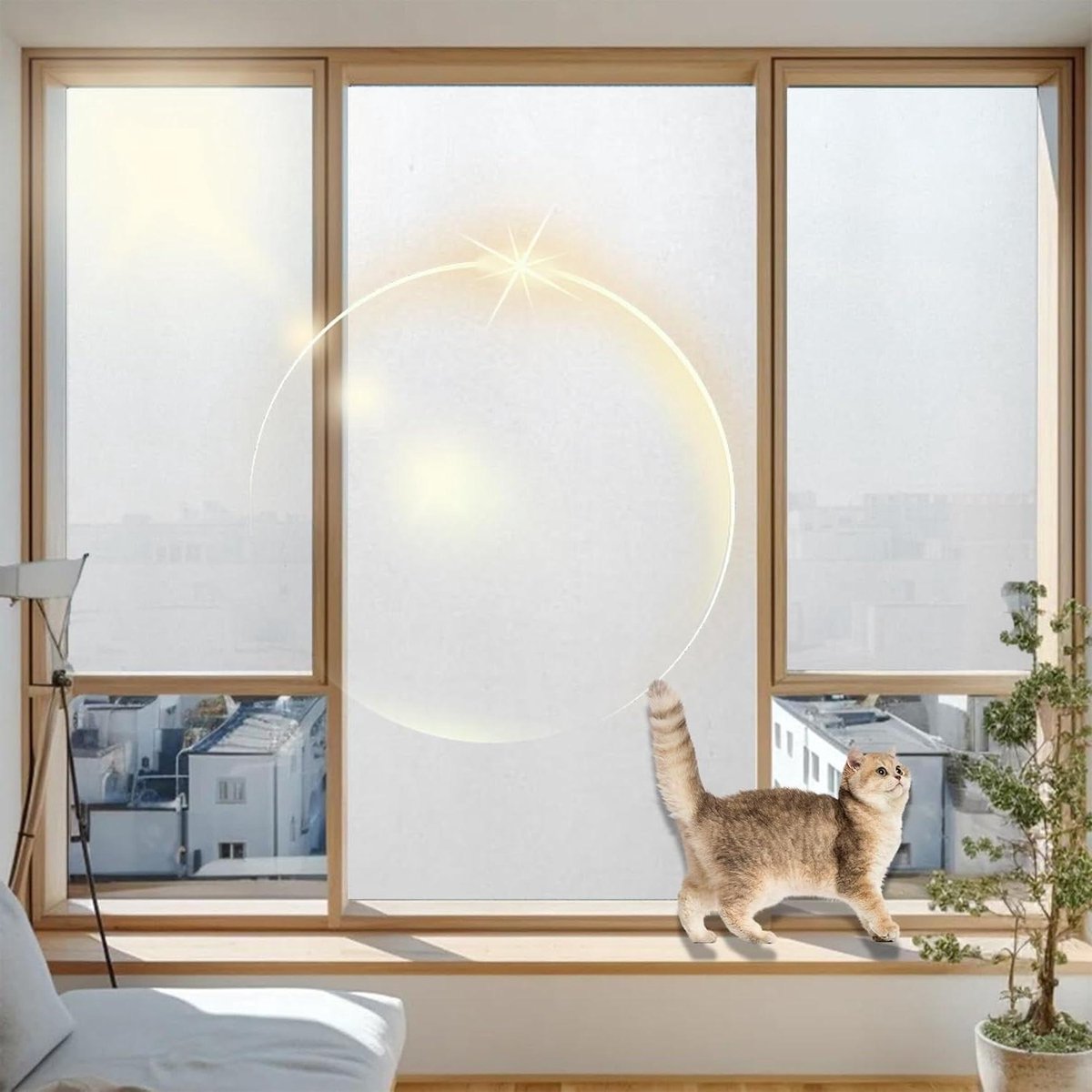 Raamfolie - Glasfolie Privacy - Ramen Blinderen - Zonder Lijm - 60 x 400 cm - Wit Mat