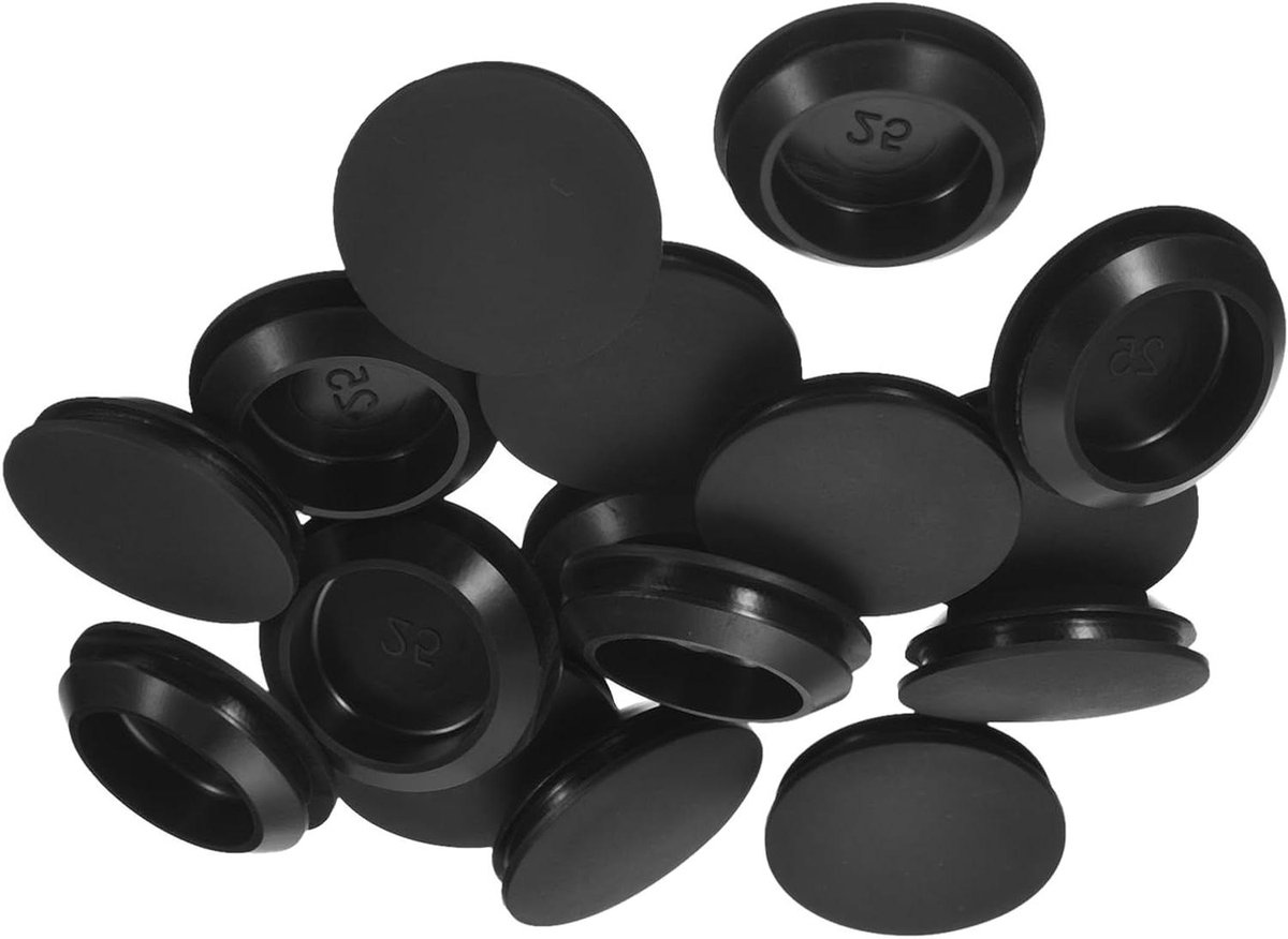Siliconen Gatpluggen - Rubberen Afsluiters - Gaten Afschermen - Verzonken Type - 25-27 mm - Zwart