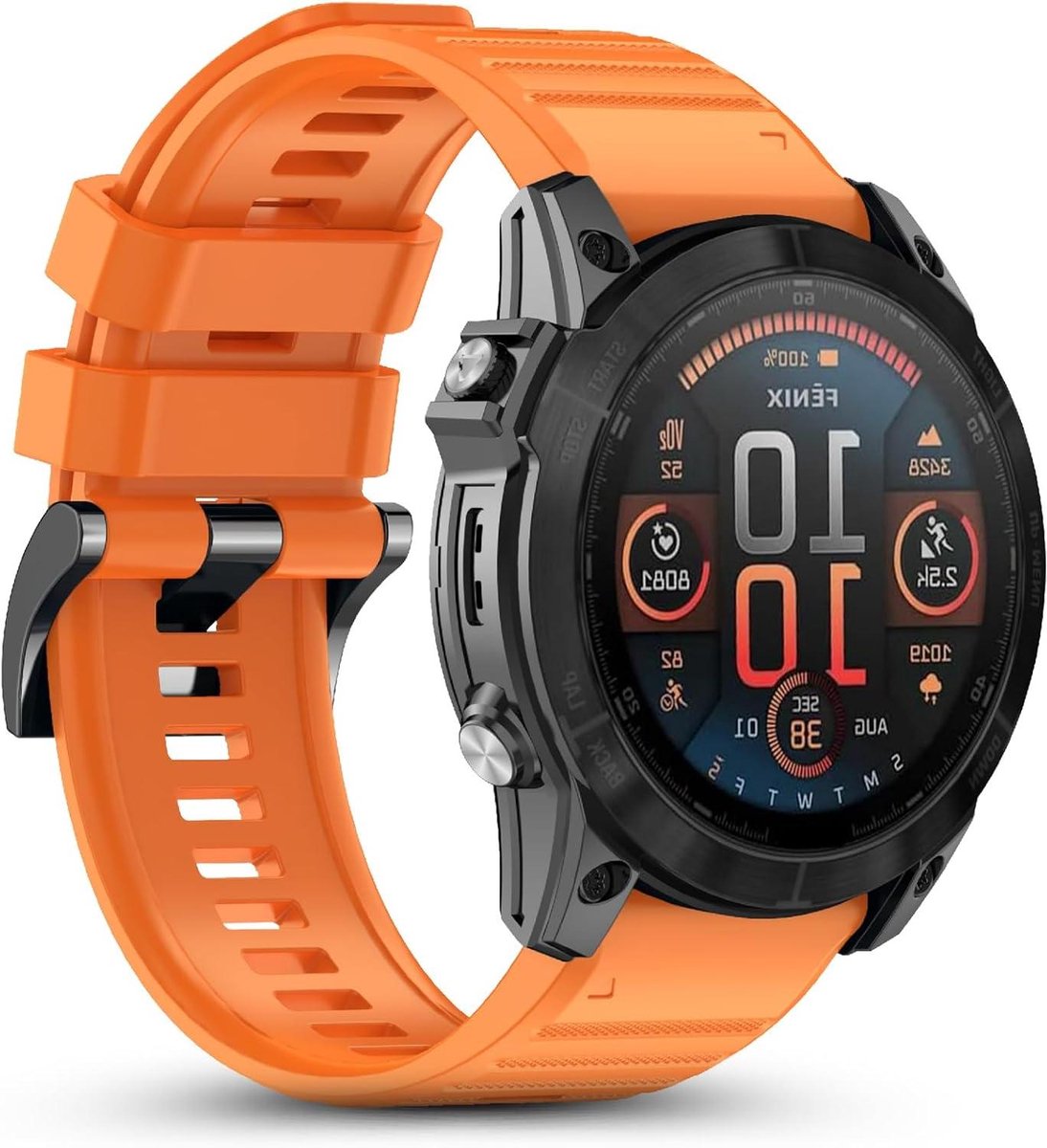 Reservearmband Smartwatch - Horlogeband Siliconen - Sport Outdoor - Verstelbare Gesp - 26 mm - Zwart