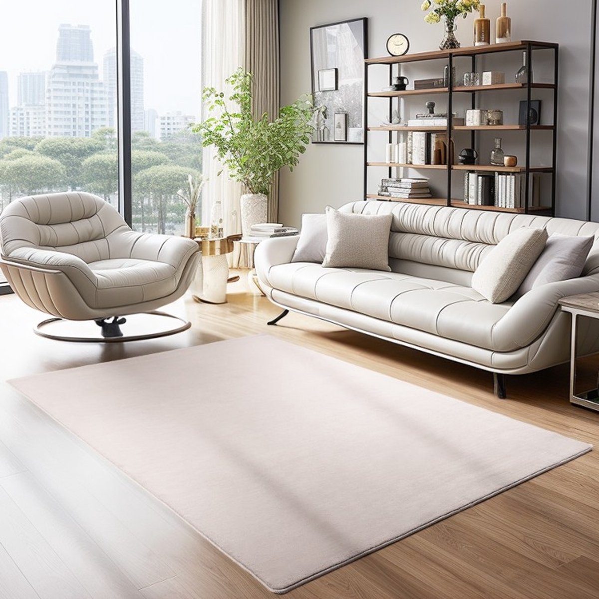 Binnenkleed, beige van kleur, voor de woonkamer, comfortabel, platgeweven, slijtvast en duurzaam. 160x230 cm