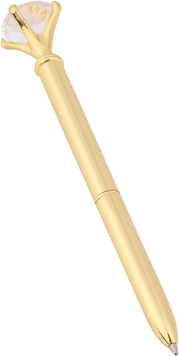 Kristallen Balpen met Metalen Lichaam voor School en Kantoor - Luxe Goudkleurige Schrijfgerei met Diamantvormige Punt
