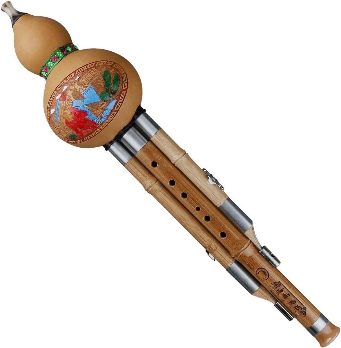 Bamboe Hulusi - Traditioneel Blaasinstrument - Muziek Maken - Dubbele Toonaard - 25 cm - Bruin