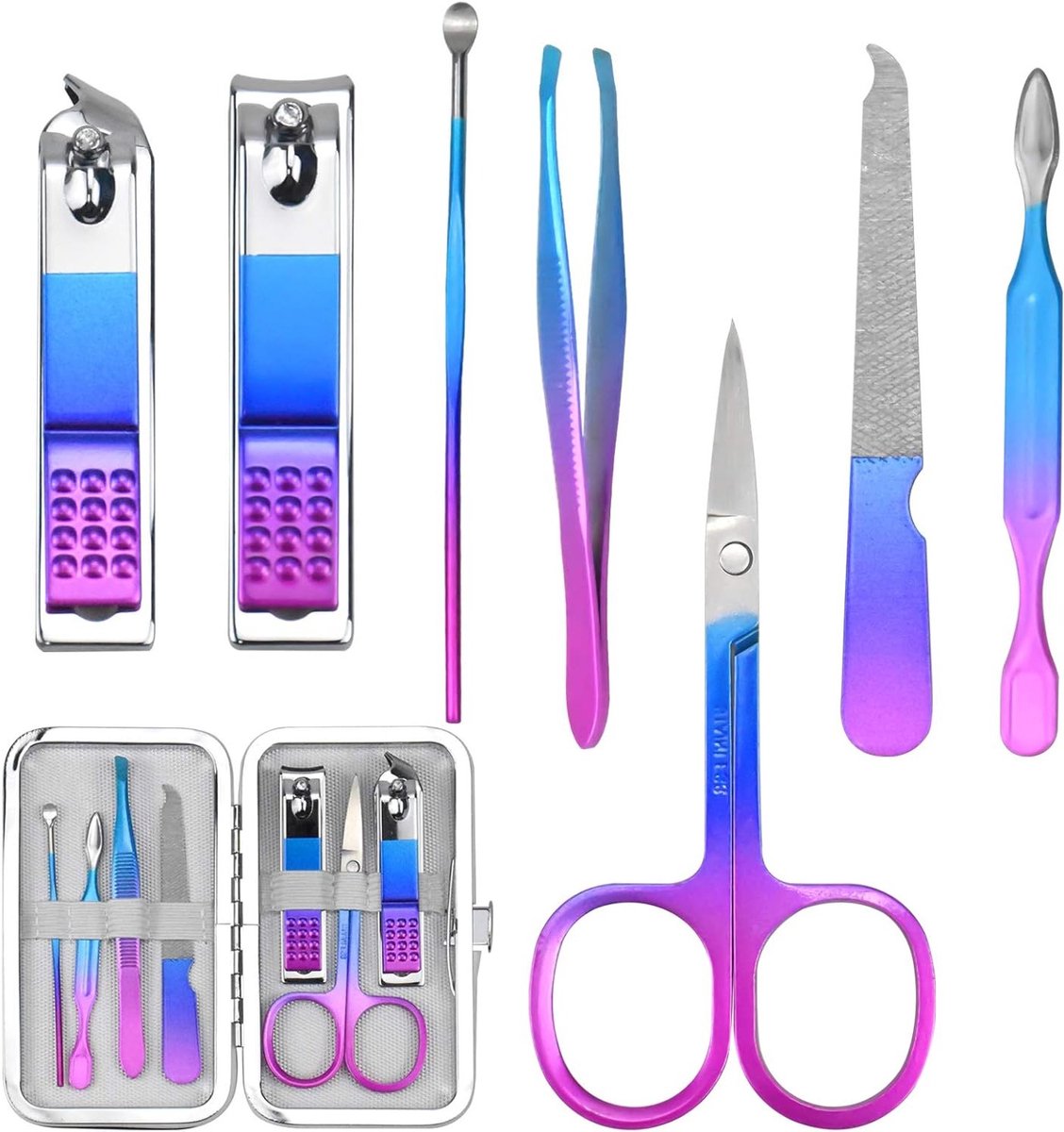 Professionele Manicure en Pedicure Set van 7 Stukken met RVS Nagelknippers en Cuticle Verwijderaar voor Mannen en Vrouwen, Ideaal voor Thuisgebruik en Reizen