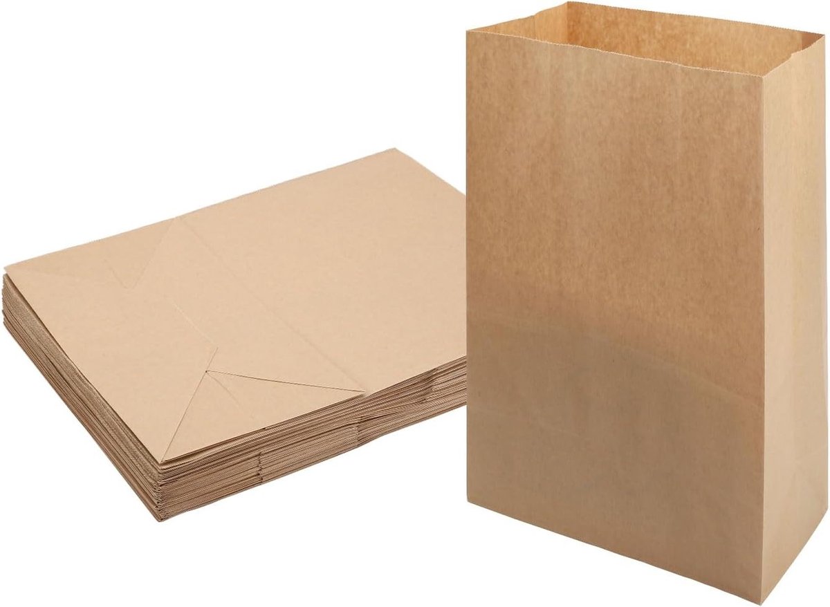 Grote kraftpapieren zakken van 32 x 18 x 11 cm voor brood, geschenken en verpakking - 60 stuks