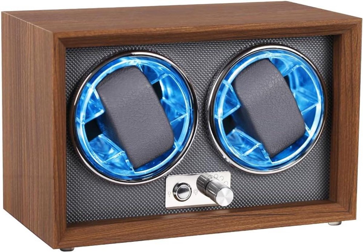 Automatische Watch Winder - Opwindapparaat Horloges - Horloges Opwinden - Zachte Flexibele Kussens - 2 Slots - Bruin