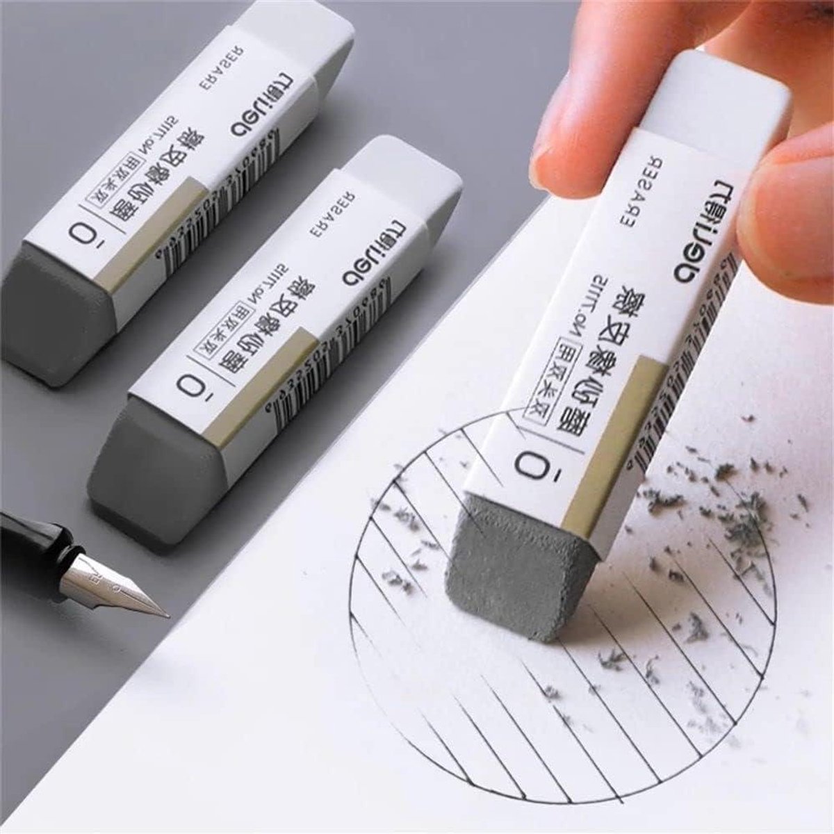 Matte Inkt Gummen - Pen Gummen - Fouten Corrigeren - Niet-Schurend Materiaal - 2 Stuks - Grijs
