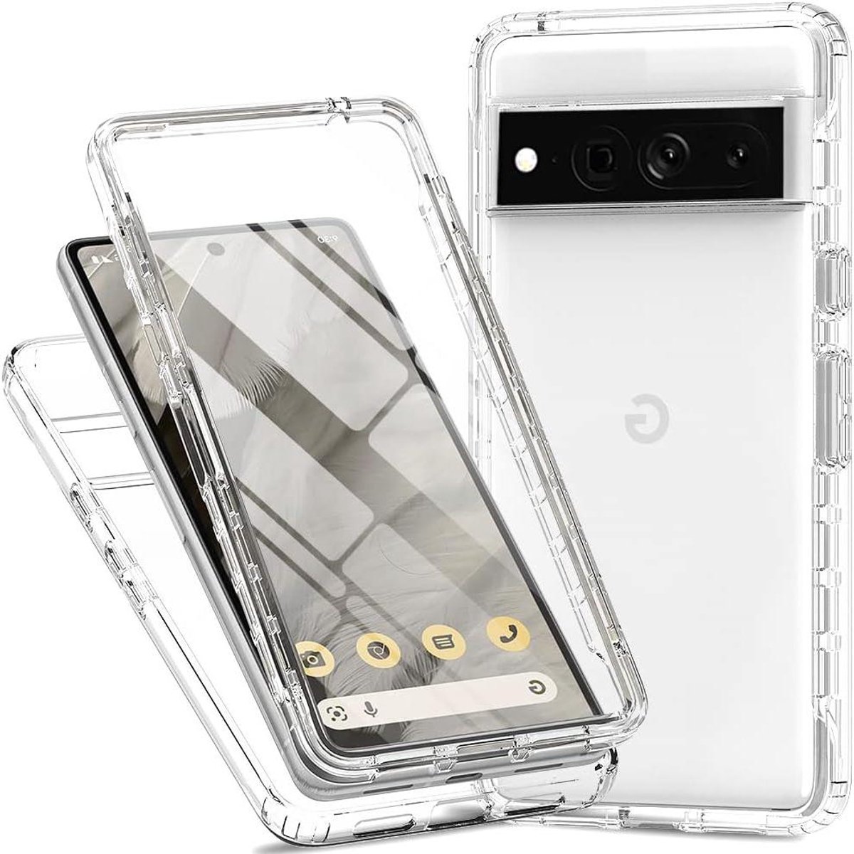 Telefoonhoesje Google Pixel 8 Pro - Hoesje Beschermhoes - Bescherming tegen vallen - Militaire schokbestendigheid - Inclusief screenprotector - Transparant