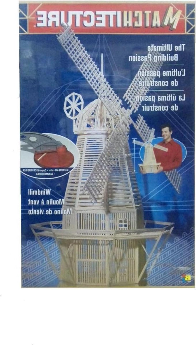 Lucifer Puzzle Windmolen - 3D Houtmodel - Model Bouwen - Gedetailleerd Ontwerp - 7.6 x 40.6 x 24.8 cm - Houtkleur