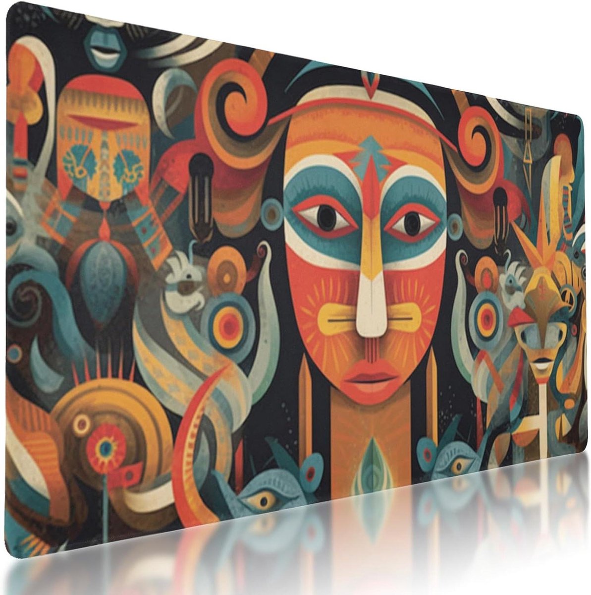 Grote muismat - Bureauonderlegger - Werk en gaming - Etnische kunstprint - 90 x 40 cm - Meerkleurig