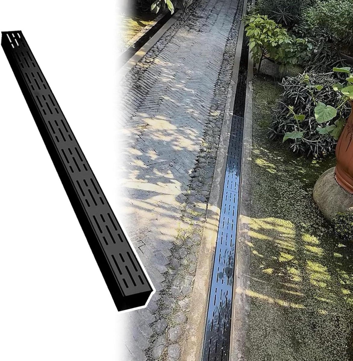 Afvoergoot - Waterafvoer Trog - Tuin Drainage - Zwaar belastbaar - 7x3cm - Zwart