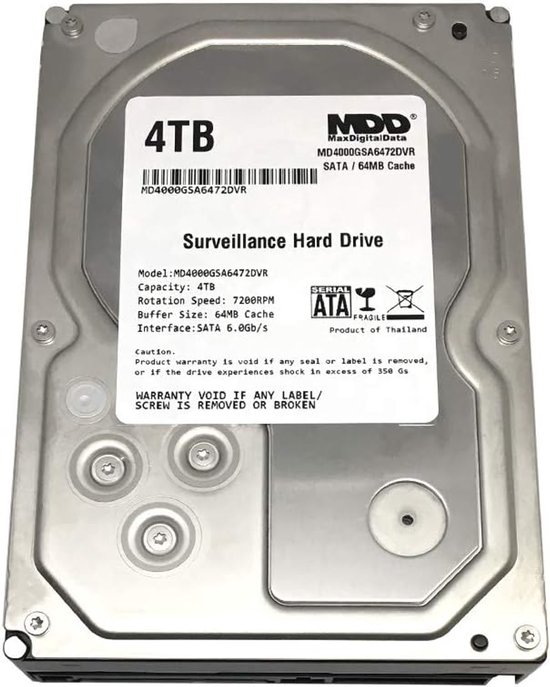 Interne Harde Schijf - Bewakings HDD - 24/7 Opnames - Geoptimaliseerd voor Videostreaming - 4 TB - Zilver van Merkloos — afbeelding 5