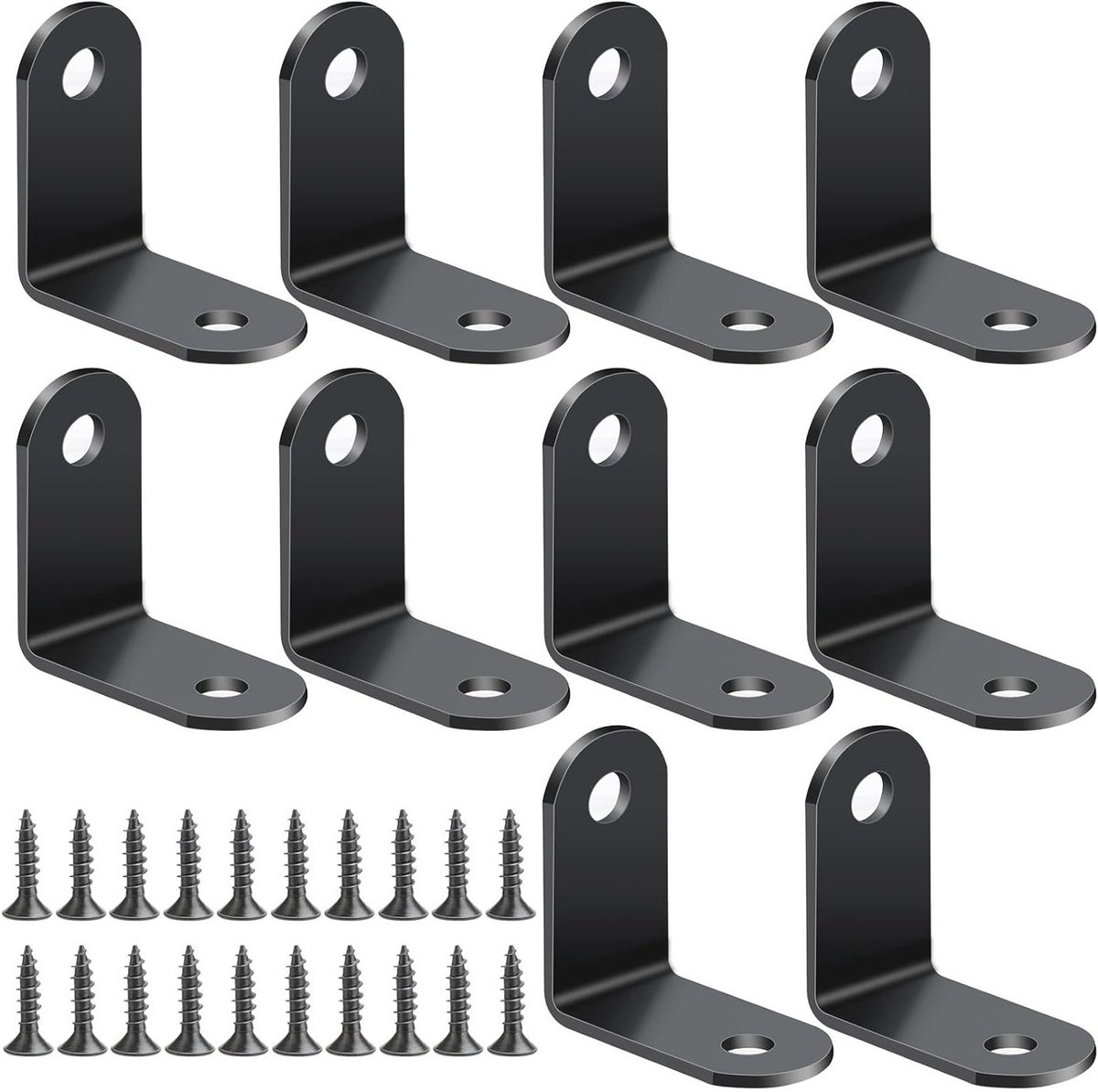 Hoekverbindingen van RVS, 10 Stuks, Hoekklemmen 30 x 30 x 2 mm, Meubel Hoekhouders met 20 Schroeven voor Stabiele Constructies
