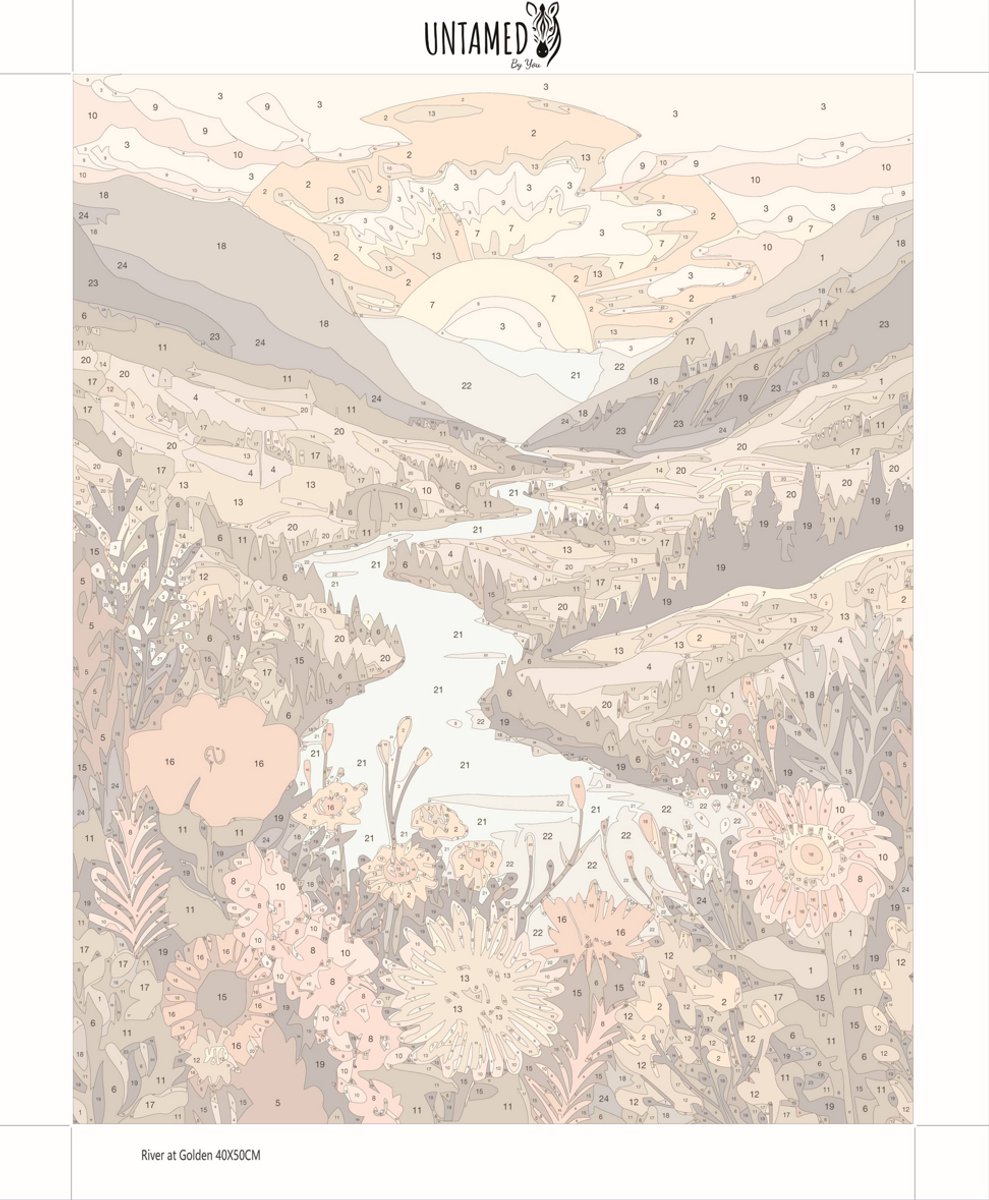 MET FRAME - Paint by numbers Volwassenen – schilderen op nummer – Creatieve hobby – Ontspanning Thuis – Cadeau idee – Compleet pakket – DIY decoratie – Landschap – Rivier – Zonsondergang – River at Golden Hour — afbeelding 6
