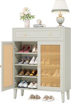 Tribesigns Meuble à chaussures pratique - Meuble à chaussures moderne avec portes et tiroirs - Meuble à chaussures avec étagère réglable - 80 x 40 x 110 cm - Vert menthe