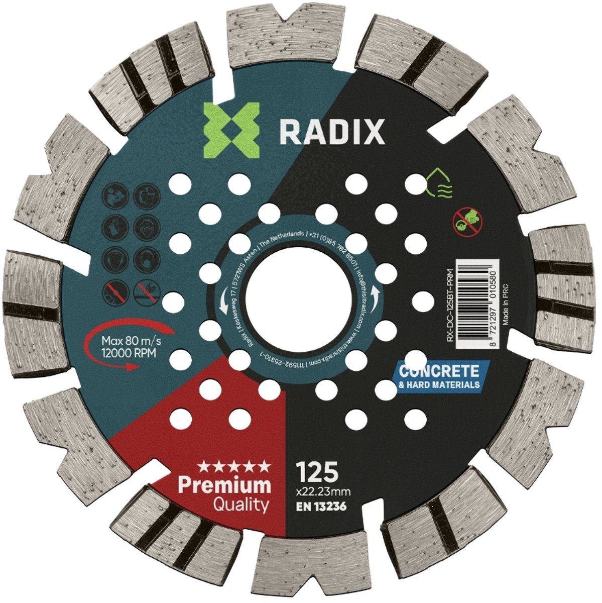 Radix - Diamantschijf voor beton - 125 x 22,23 mm - Premium