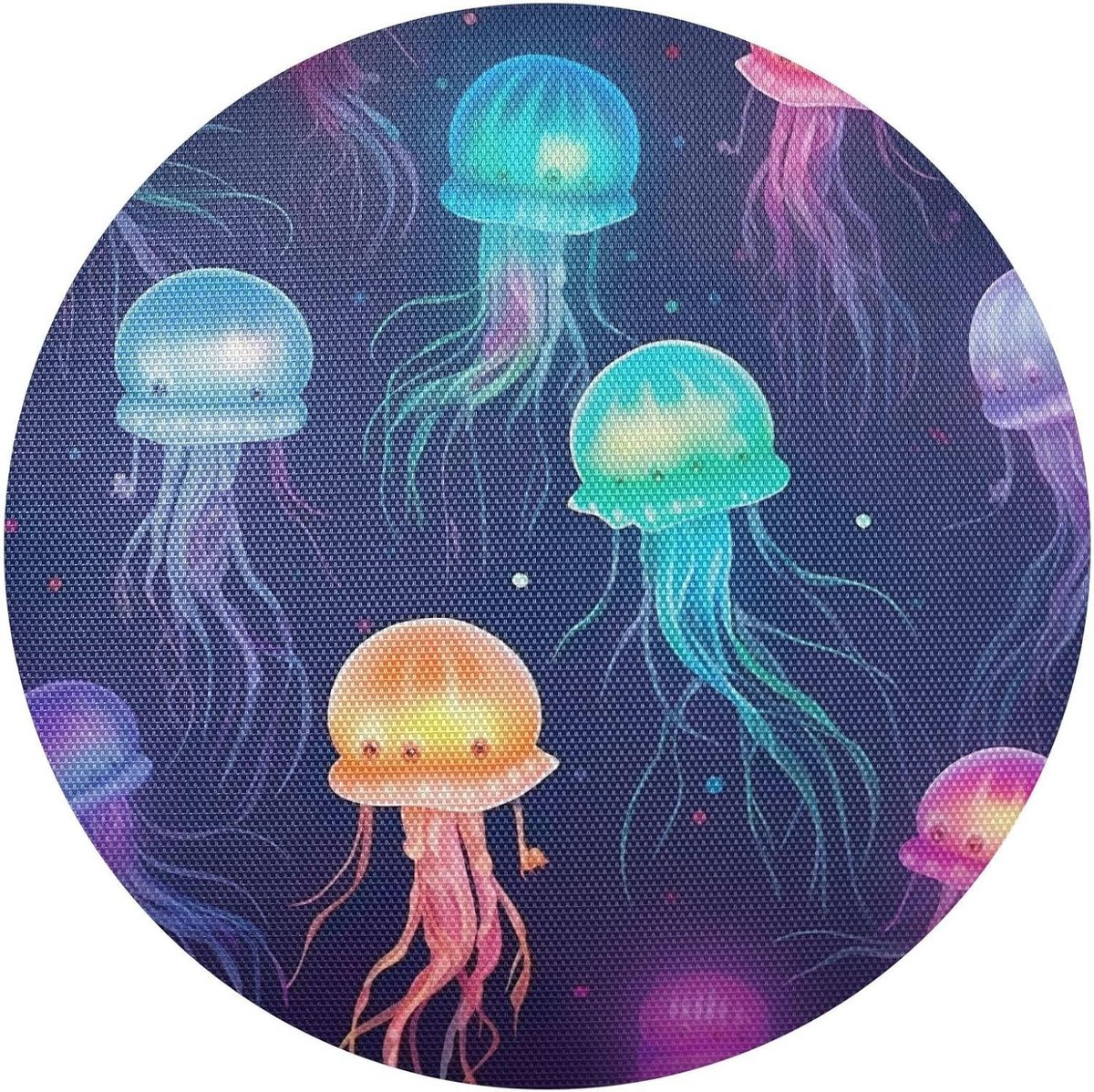 Placemats - Tafelmatten - Tafel Beschermen - Hittebestendig PVC - 39 cm Diameter - Kwallen Print