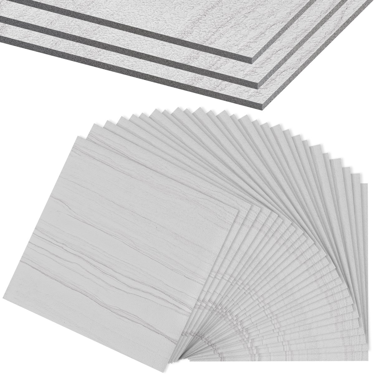 Zelfklevende PVC Vinyl Vloeren 30x30 cm – Set van 54 Stuks – 5 m² – Steen Design Vloertegels – Waterbestendig – Kleeftegels & Vloerstickers – voor Keuken, Woonkamer & Balkon – Lichtgrijs – NAIZY