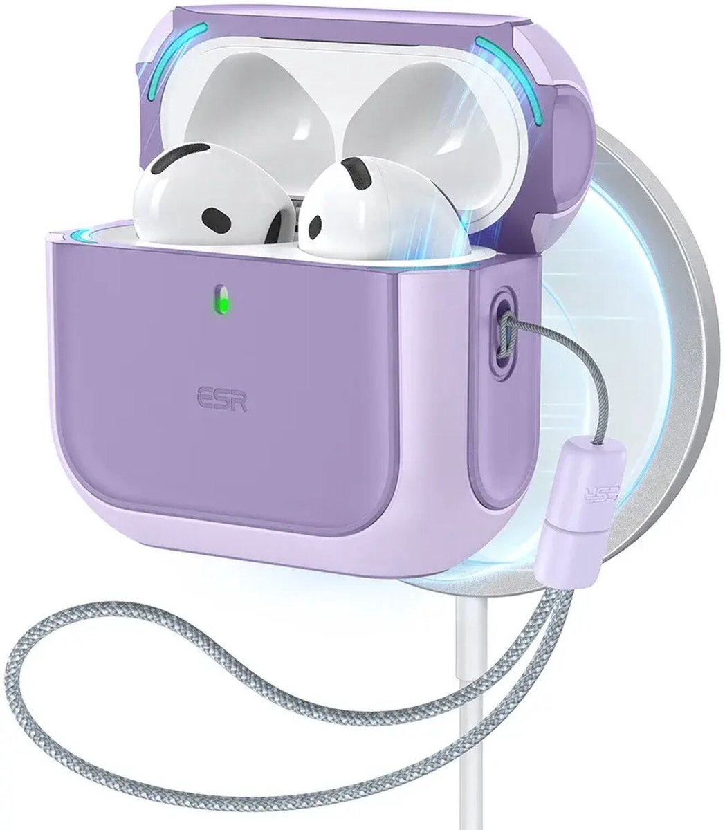 ESR Halolock Orbit Hybrid Hoes Geschikt Voor AirPods 4 (AirPods 4e Generatie) (2024) - Compatibel met MagSafe - Paars