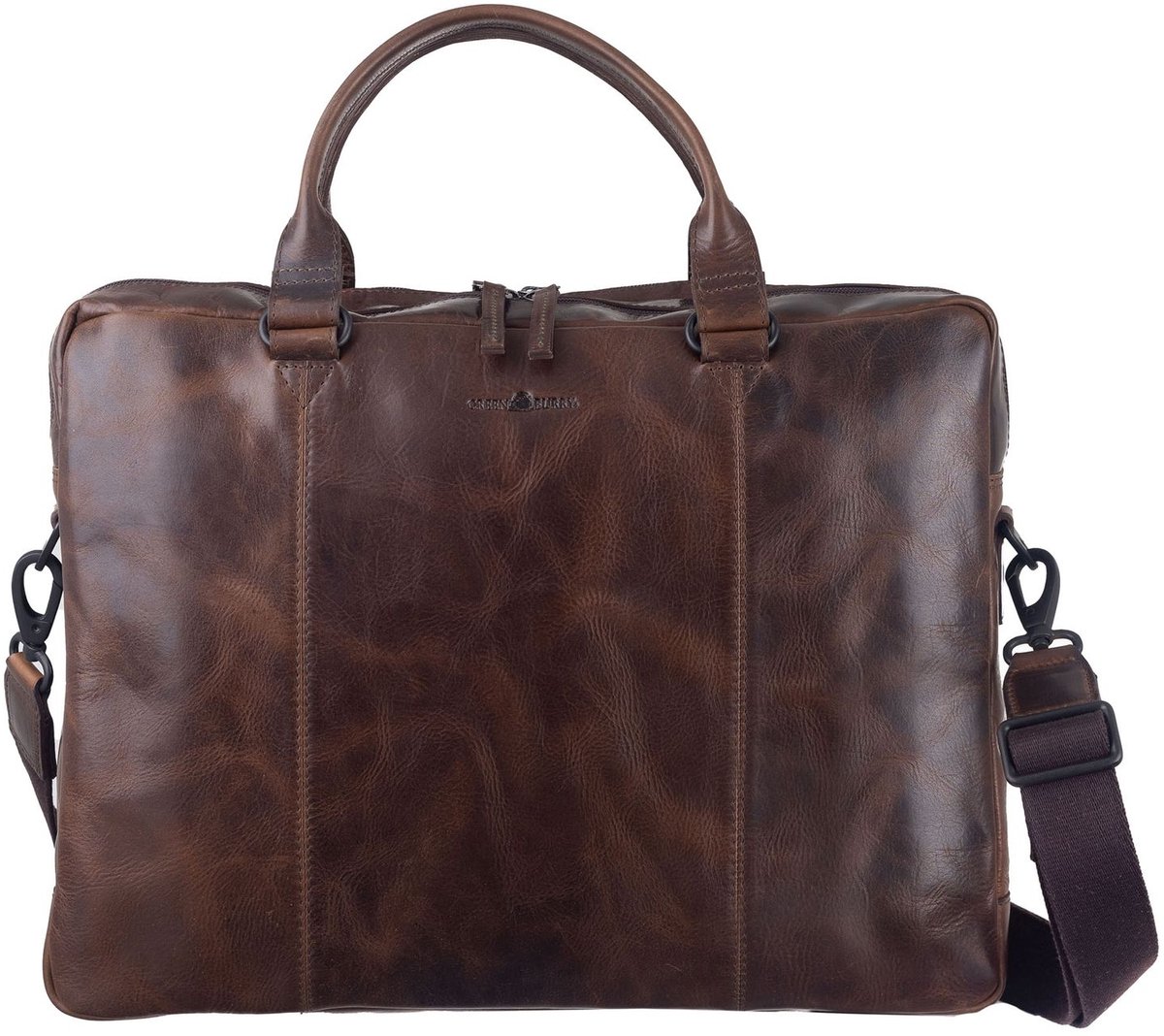 GREENBURRY Leren business tas laptoptas met laptopvak Newport Business Bag Coffee donkerbruin