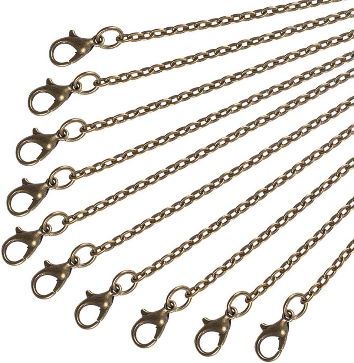 10 Stuks Antieke Bronzen IJzeren Ketting van 80 cm met Karabijnsluiting voor Hangers, Armbanden en Sieraden DIY Creaties