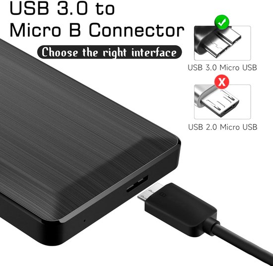 USB 3.0 kabel - Micro USB kabel Externe harde schijf kabel - Gegevens Overzetten - Hoge Snelheid 5 Gbps — afbeelding 3