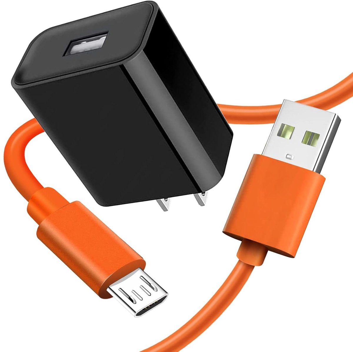 Oplaadkabel Deurbel - Netsnoer Adapter - Deurbel Opladen - Snelladen 5A - 1 Meter - Oranje