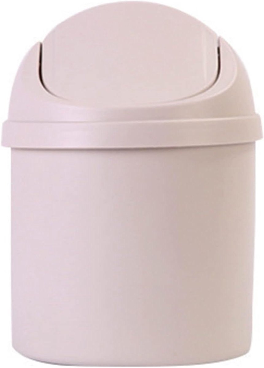 Mini Prullenbak - Tafelvuilnisbak Desktop - Bureau Opruimen - Met Deksel - Compact - Wit