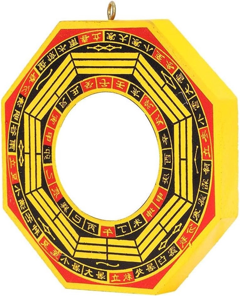 Feng Shui Bagua Spiegel van Hout - Convex en Concave Geluksreflectie voor Harmonie en Welz