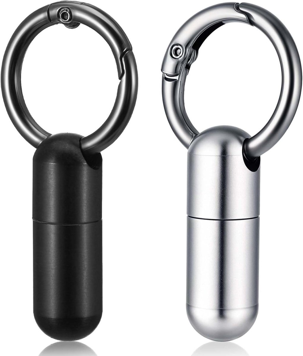 Compacte 2-delige pillendoos met micro sleutelhanger en waterdichte container voor reizen en onderweg