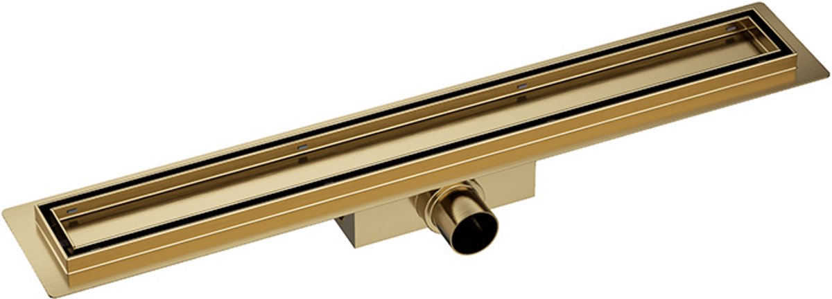 AquaVik Douchegoot Platta 90 x 7 cm Stockholm Goud met 2-in-1 tegelinzetstukdeksel