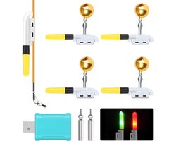 4 x LED Bitemelders - Vissen met Buckle - Vissignaal - LED Bitemelder - Visserspunt - LED Lichten - Vissen met Oplader en Batterij voor Nachtvissen in de Openlucht