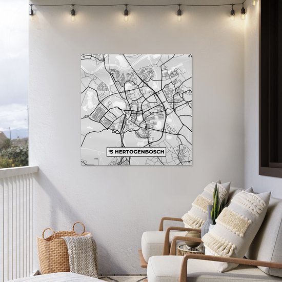 Tissu de jardin Plan de la ville - 's-Hertogenbosch - Grijs - Wit - 100x100 cm - Carte