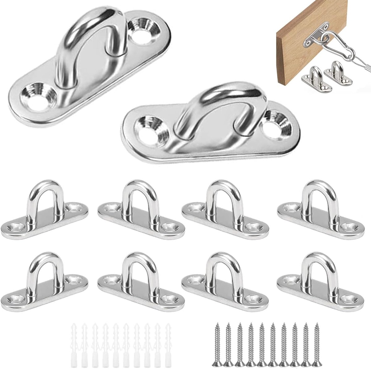Pack of 10 schroefhaken - plafondhaken van roestvrij staal 304 - voor het bevestigen van k