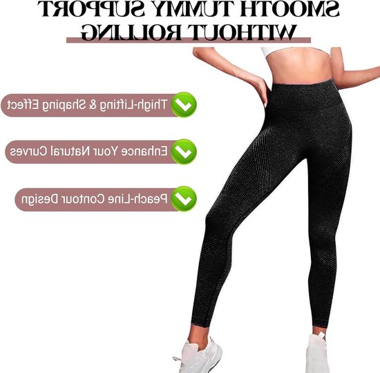 Dames Leggings voor Anti Cellulite, Hoge Taille, Naadloos en Ondoorschijnend, Ideaal voor Yoga, Pilates en Fitness, Compressie en Push Up Effect (XL) — afbeelding 4