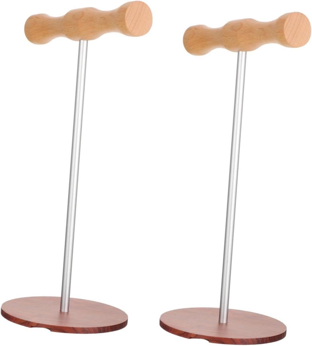 Koptelefoon standaard - Bureaublad hanger - Bureau organiseren - Duurzaam houten design - 24 cm hoog - Zilverbruin