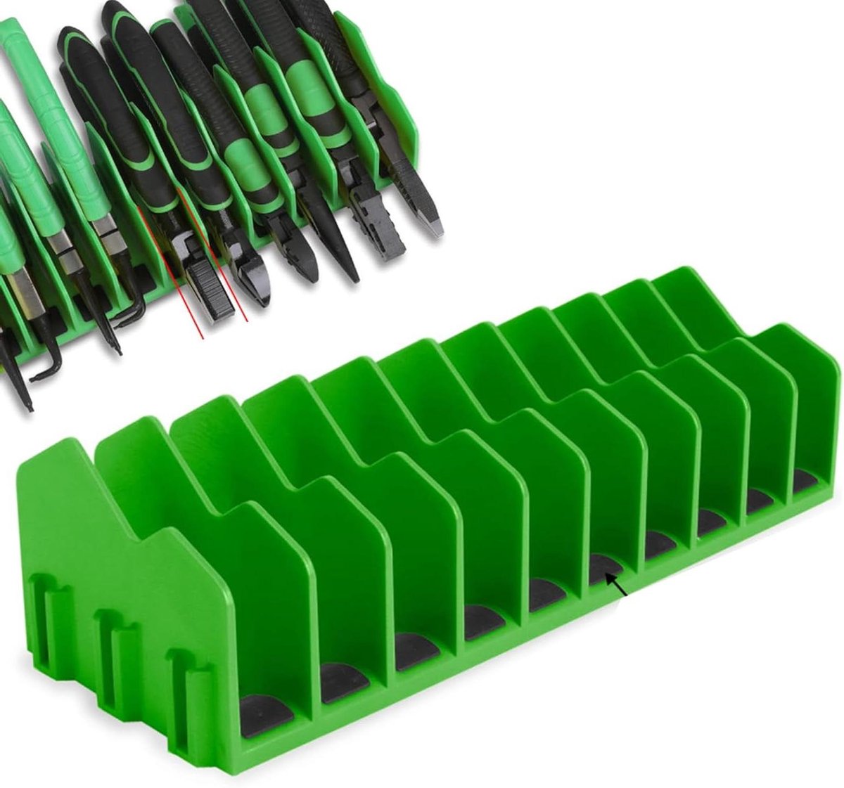 Tang Organizer - Gereedschap Houder - Werkplek Organiseren - Antislip Basis - 25 cm - Groen