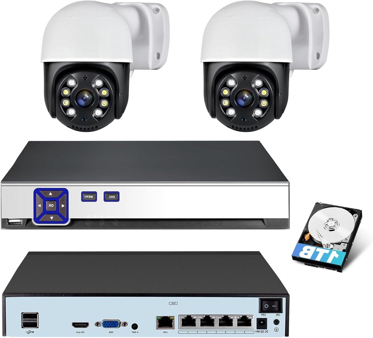 Beveiligingscamera Set - CCTV Systeem - Huisbewaking Buiten - 4K HD Opnames - 4 Camera's - Zwart
