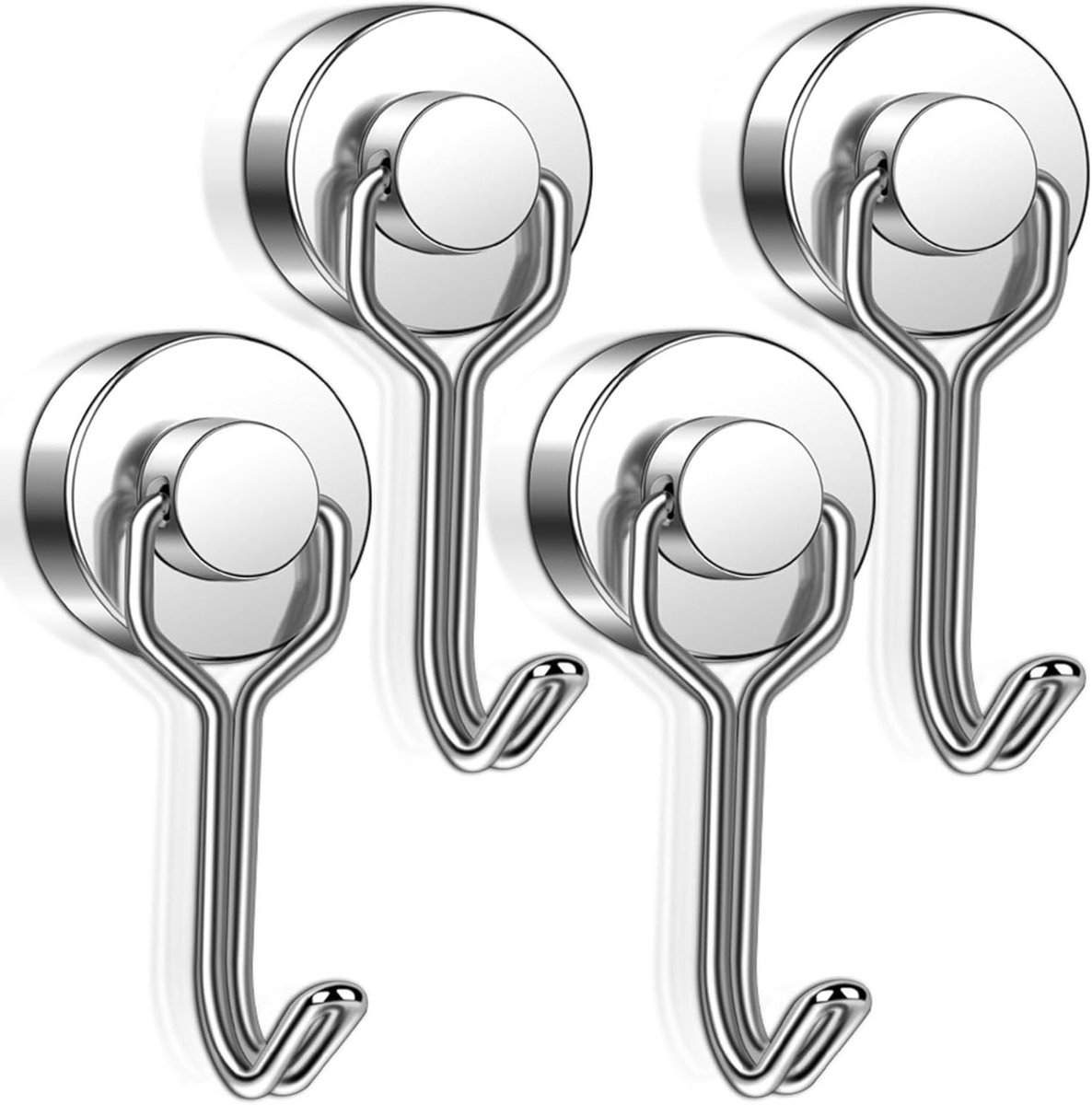 Extra Sterke Magnetische Haken voor Keuken - Neodymium, Rotatie en RVS - Set van 4 Stuks